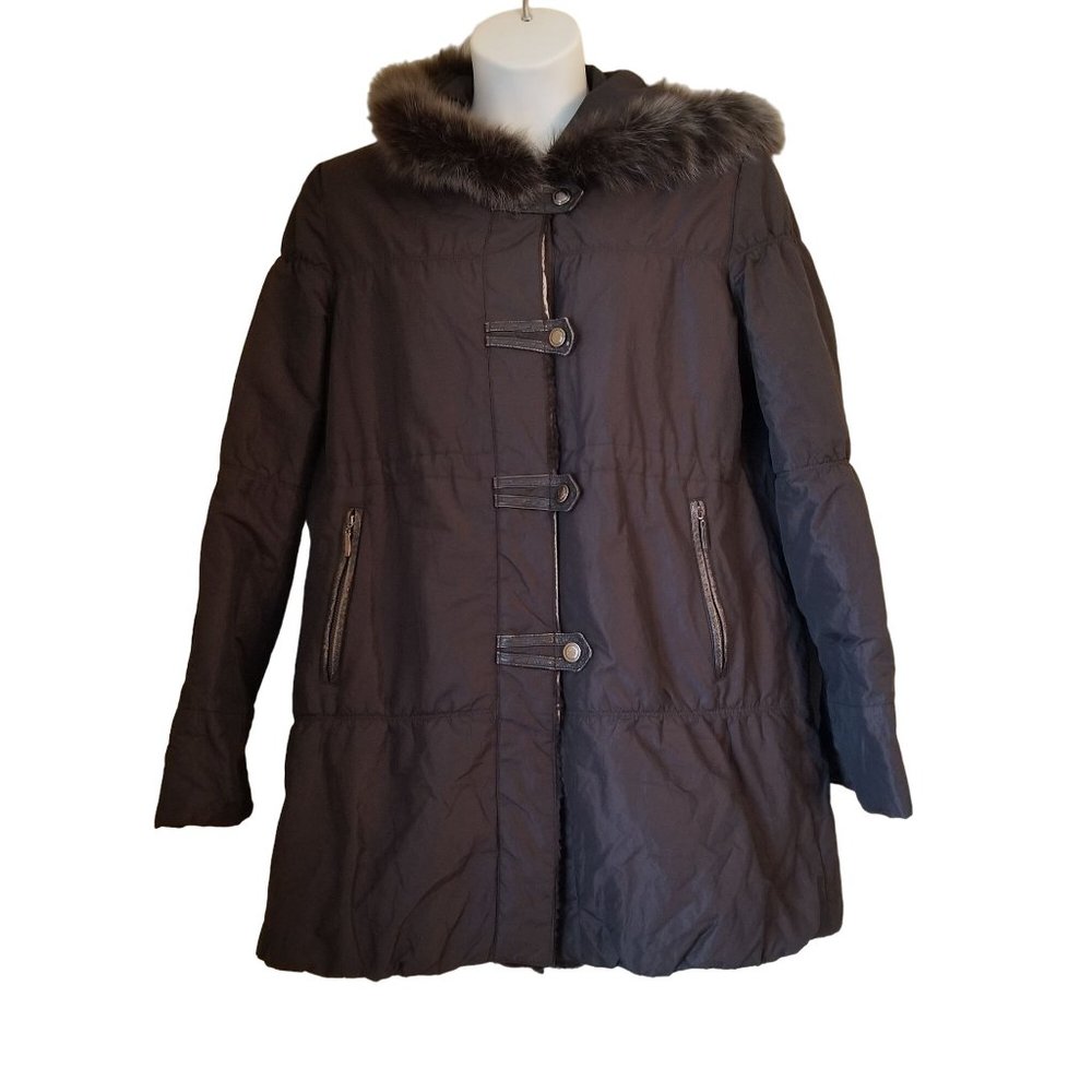 Duck Sport New York L Rabbit Lined Fox Trim Winter Parka Coat Winter‎ Luxury